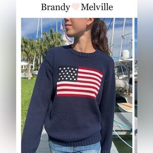 Brandy Melville Navy Flag Sweater